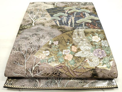 平和屋着物◎六通柄袋帯 唐織 九百錦 錦描林波文 金銀糸 正絹 逸品 DABE2463xg