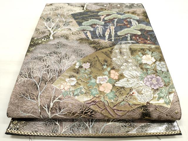 平和屋着物◎六通柄袋帯 唐織 九百錦 錦描林波文 金銀糸 正絹 逸品 DABE2463xg