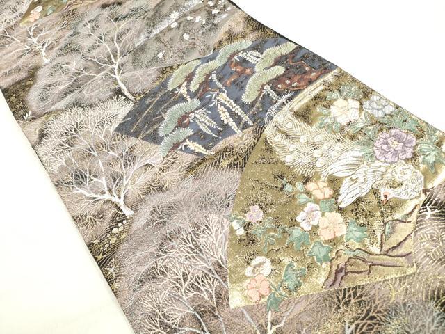 平和屋着物◎六通柄袋帯 唐織 九百錦 錦描林波文 金銀糸 正絹 逸品 DABE2463xg
