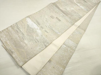 平和屋着物◎六通柄袋帯 唐織 風景文 プラチナ銀箔二重織 正絹 逸品 DABE2471xg