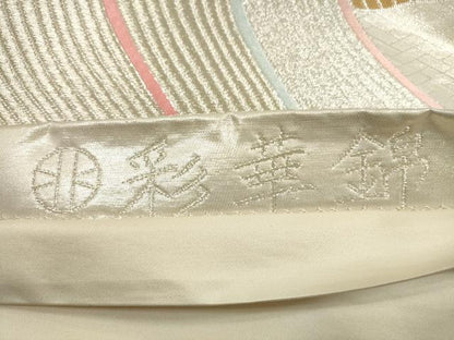 平和屋着物◎六通柄袋帯 唐織 彩華錦 流水文 金銀糸 正絹 逸品 DABE2473xg