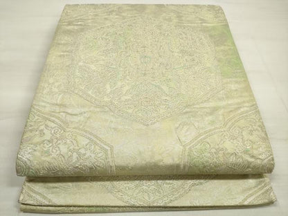 平和屋着物◎六通柄袋帯　正倉院更紗花文　銀糸　正絹　逸品　DABE2493xg