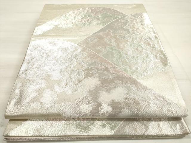平和屋着物◎六通柄袋帯　雲源　遠山文　銀糸　正絹　逸品　DABE2510xg