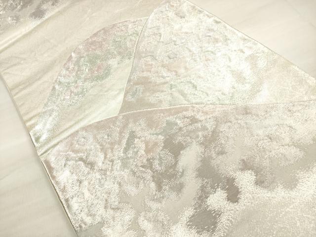 平和屋着物◎六通柄袋帯　雲源　遠山文　銀糸　正絹　逸品　DABE2510xg