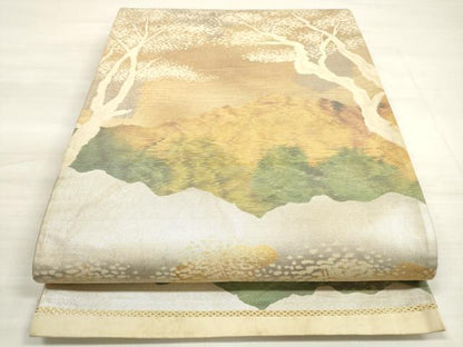 平和屋着物◎六通柄袋帯　遠山風景文　金銀糸　正絹　逸品　DABE2511xg