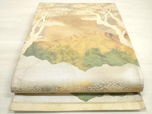 平和屋着物◎六通柄袋帯　遠山風景文　金銀糸　正絹　逸品　DABE2511xg