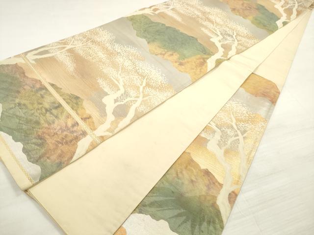 平和屋着物◎六通柄袋帯　遠山風景文　金銀糸　正絹　逸品　DABE2511xg