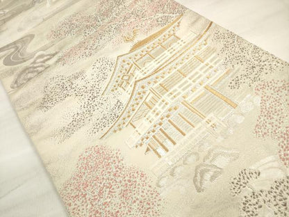 平和屋着物◎六通柄袋帯　金閣寺　金銀糸　正絹　逸品　DABE2517xg