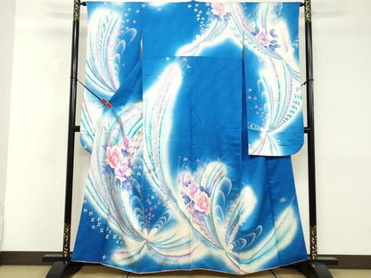 平和屋着物■豪華振袖　花蝶文　暈し染め　銀彩　正絹　逸品　DABE2524cd