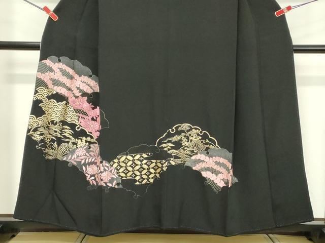 平和屋着物■豪華黒留袖　刺繍　雪輪花文　金彩　正絹　逸品　DABE2528cd