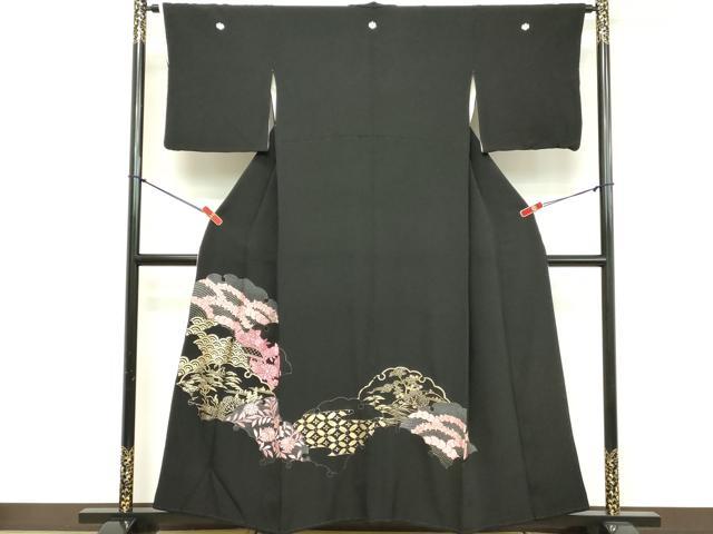 平和屋着物■豪華黒留袖　刺繍　雪輪花文　金彩　正絹　逸品　DABE2528cd