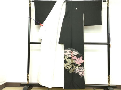 平和屋着物■豪華黒留袖　刺繍　雪輪花文　金彩　正絹　逸品　DABE2528cd