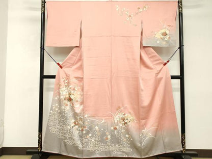 平和屋着物■訪問着　流水地紙花文　暈し染め　金彩　正絹　逸品　DABE2530cd