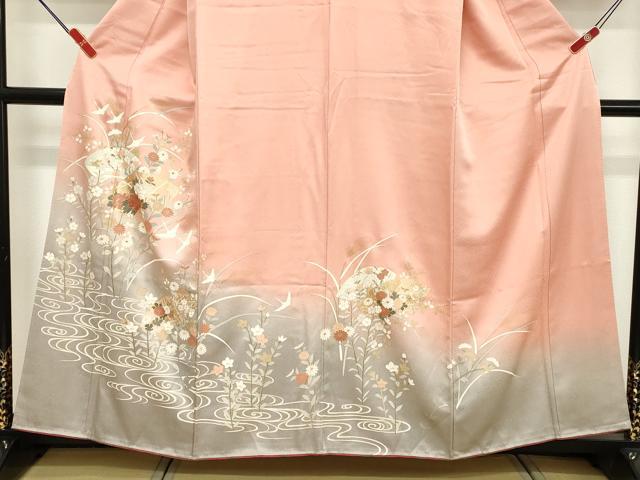 平和屋着物■訪問着　流水地紙花文　暈し染め　金彩　正絹　逸品　DABE2530cd