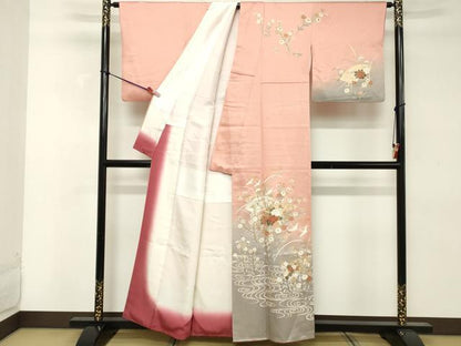 平和屋着物■訪問着　流水地紙花文　暈し染め　金彩　正絹　逸品　DABE2530cd