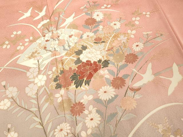 平和屋着物■訪問着　流水地紙花文　暈し染め　金彩　正絹　逸品　DABE2530cd