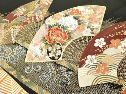 平和屋着物■豪華黒留袖　駒刺繍　扇面花文　金銀彩　正絹　逸品　DABE2535cd