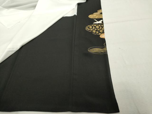 平和屋着物■豪華黒留袖　駒刺繍　扇面宝尽くし文　金彩　正絹　逸品　DABE2536cd