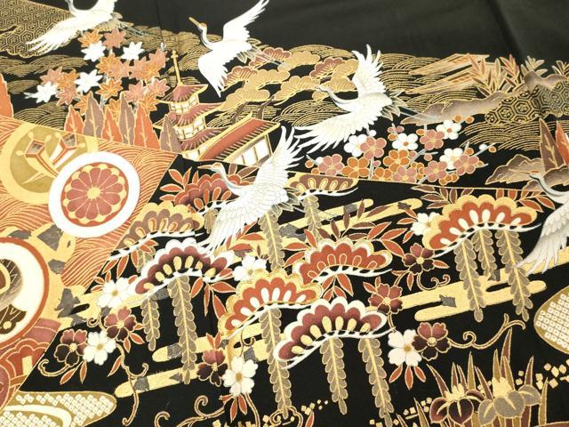 平和屋着物□豪華黒留袖 作家物 駒刺繍 道長風景文 金彩 正絹