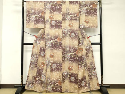 平和屋着物■上質な小紋　雪輪花文　暈し染め　金彩　正絹　逸品　DABE2551cd