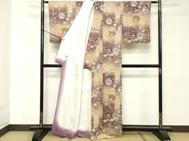 平和屋着物■上質な小紋　雪輪花文　暈し染め　金彩　正絹　逸品　DABE2551cd