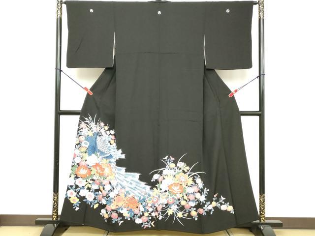 平和屋着物■豪華黒留袖　孔雀花文　正絹　逸品　DABE2553cd