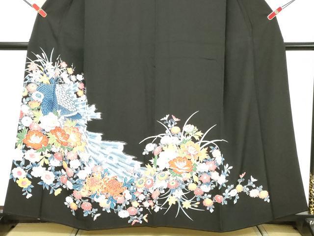 平和屋着物■豪華黒留袖　孔雀花文　正絹　逸品　DABE2553cd