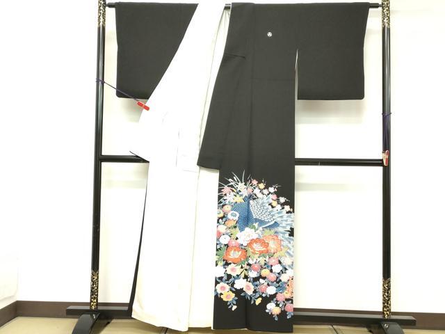平和屋着物■豪華黒留袖　孔雀花文　正絹　逸品　DABE2553cd