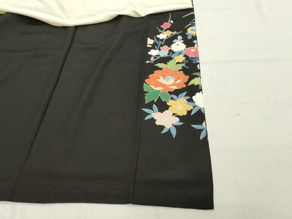 平和屋着物■豪華黒留袖　孔雀花文　正絹　逸品　DABE2553cd