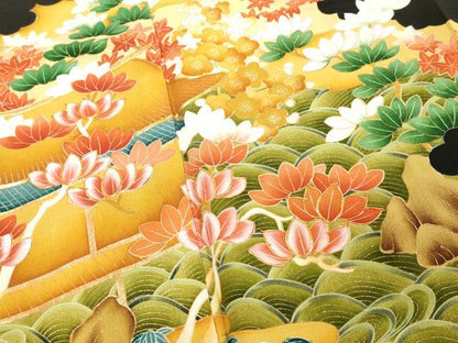 平和屋着物■豪華黒留袖　駒刺繍　風景花文　金彩　正絹　逸品　DABE2556cd