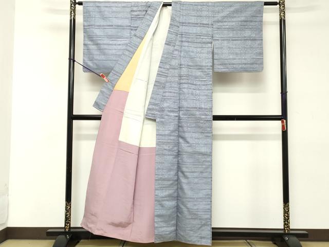 平和屋着物■上質な紬　横段花文　正絹　逸品　DABE2561cd