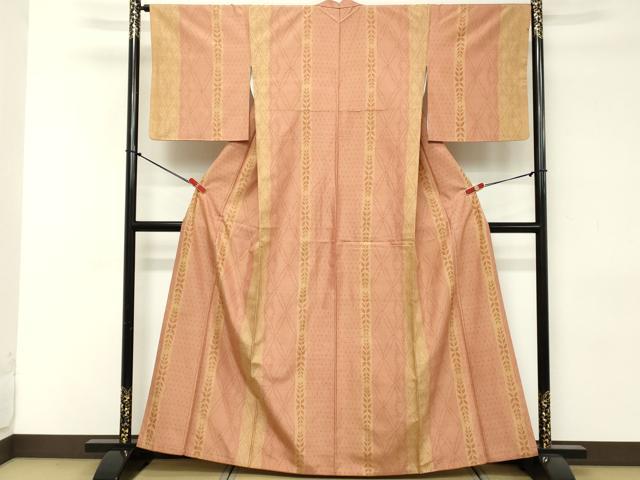 平和屋着物■上質な紬　七宝繋ぎ　間道　正絹　逸品　DABE2572cd