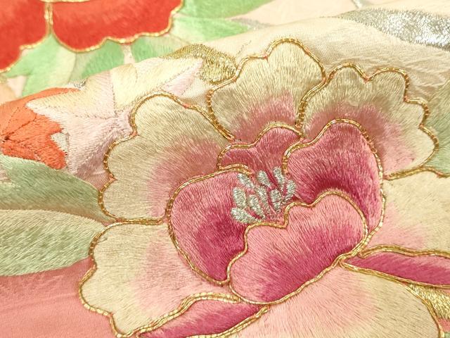 平和屋着物■豪華振袖　駒刺繍　草花文　暈し染め　金彩　正絹　逸品　DABE2654cd
