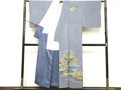 平和屋着物■訪問着　渡橋風景文　金銀彩　正絹　逸品　DABE2765cd