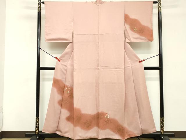 平和屋着物■訪問着　刺繍　草花文　暈し染め　金彩　正絹　逸品　DABE2776cd