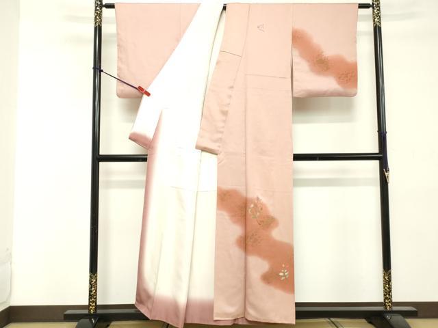 平和屋着物■訪問着　刺繍　草花文　暈し染め　金彩　正絹　逸品　DABE2776cd