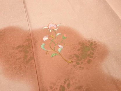 平和屋着物■訪問着　刺繍　草花文　暈し染め　金彩　正絹　逸品　DABE2776cd