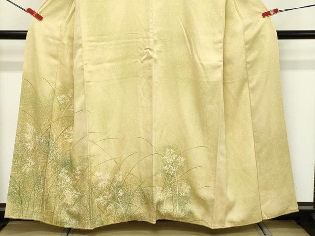 平和屋着物■訪問着　草葉文　たたき染め　正絹　逸品　DABE2779cd