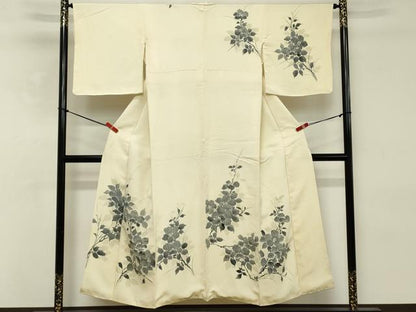 平和屋着物■訪問着 手描き 草花文 正絹 逸品 DABE2797cd
