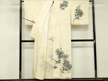 平和屋着物■訪問着 手描き 草花文 正絹 逸品 DABE2797cd