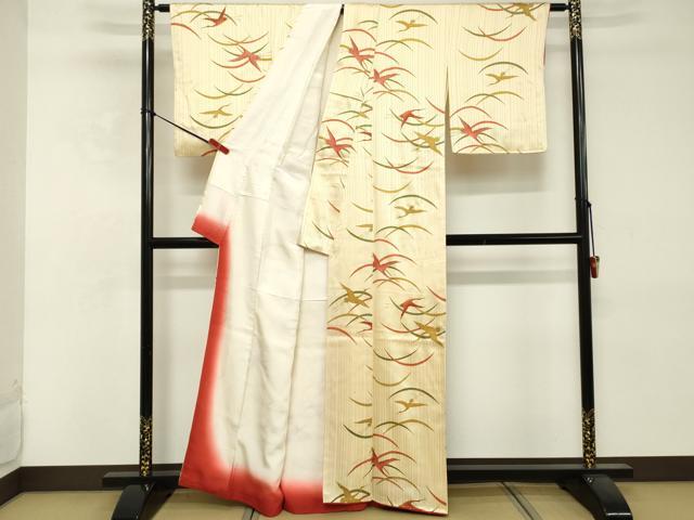 平和屋着物■上質な小紋　飛鶴文　金彩　正絹　逸品　DABE2798cd