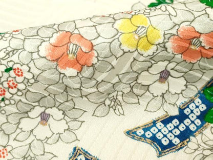 平和屋着物■上質な小紋 束ね熨斗花文 金彩 正絹 逸品 DABE2801cd