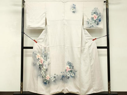 平和屋着物■訪問着 作家物 手描き 草花文 暈し染め 正絹 逸品 DABE2802cd