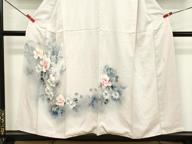 平和屋着物■訪問着 作家物 手描き 草花文 暈し染め 正絹 逸品 DABE2802cd