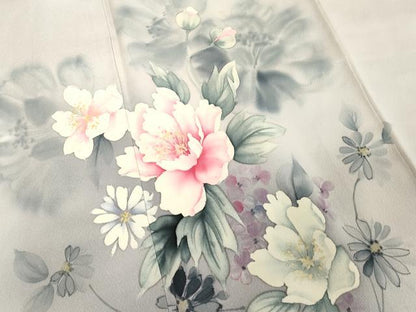 平和屋着物■訪問着 作家物 手描き 草花文 暈し染め 正絹 逸品 DABE2802cd