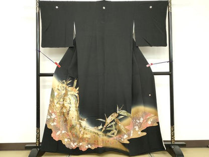 平和屋着物■豪華黒留袖 作家物 花鳥文 金銀彩 正絹 逸品 DABE2806cd