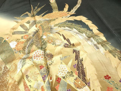 平和屋着物■豪華黒留袖 作家物 花鳥文 金銀彩 正絹 逸品 DABE2806cd