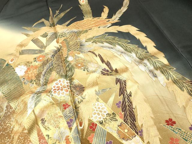 平和屋着物■豪華黒留袖 作家物 花鳥文 金銀彩 正絹 逸品 DABE2806cd