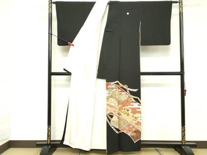 平和屋着物■豪華黒留袖 作家物 吉祥花文 金彩 正絹 逸品 DABE2808cd