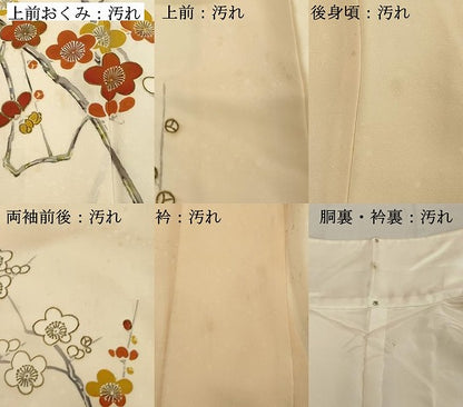 平和屋着物■訪問着 手描き 枝梅文 金彩 正絹 逸品 DABE2812cd
